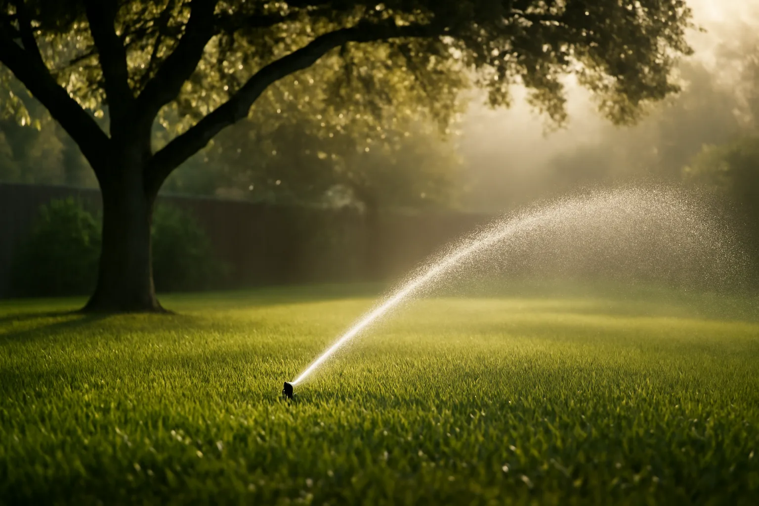 Pop-up sprinkler watering St. Augustine grass in a Florida yard